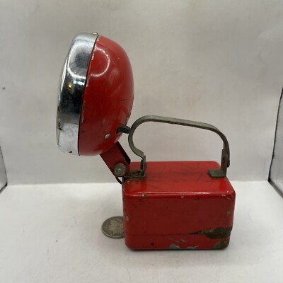 Rare Vintage Flashlight DELTA POWERTOP LANTERN DELTA ELECTRIC CO Red S2E2