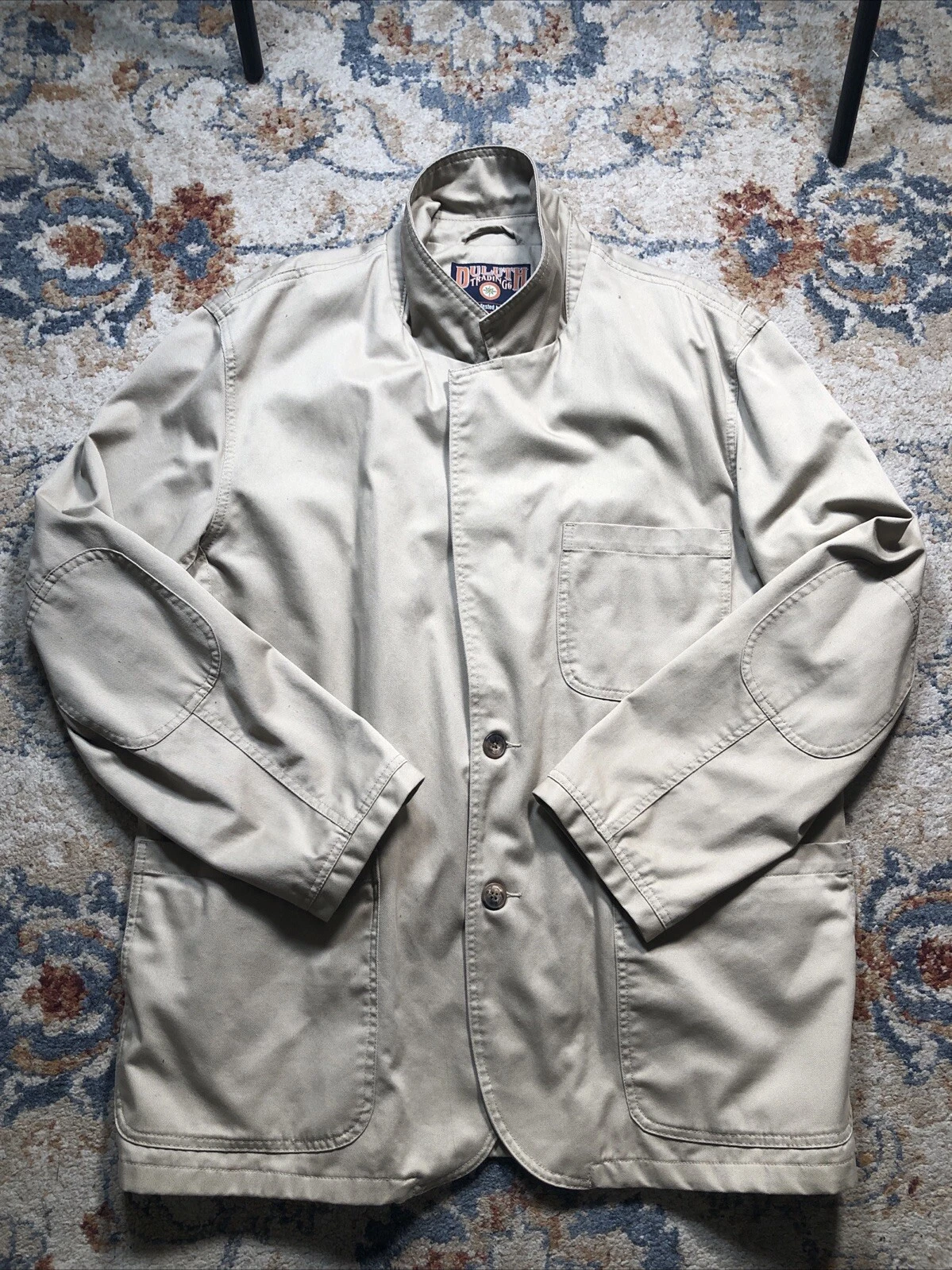 Duluth Trading Company Cotton Khaki Chore Jacket Barn Coat Pockets Mens XL