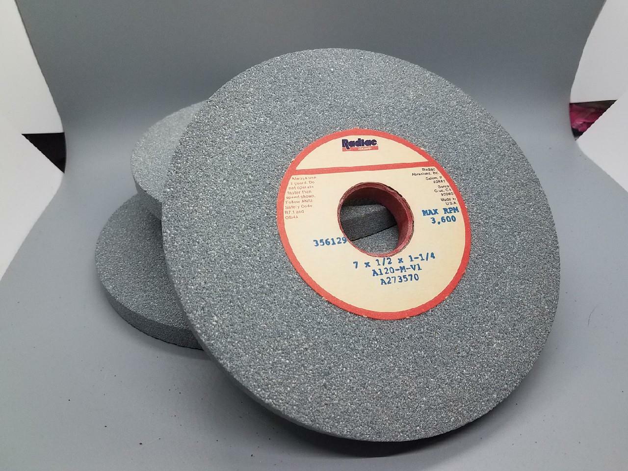 Radiac Aluminum Oxide Grinding Wheel 7" X 1/2" x 11/2" Fine Grit 120
