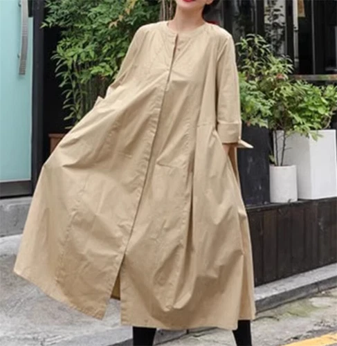 Lockeres Damen-Shirtkleid Übergröße Overknee japanisches lässiges langes Kleid - Bild 8 von 26