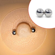 2Pcs Nipples Magnetic Ball Piercing Body Enhancer Stimulaton Metal Device Clamp,