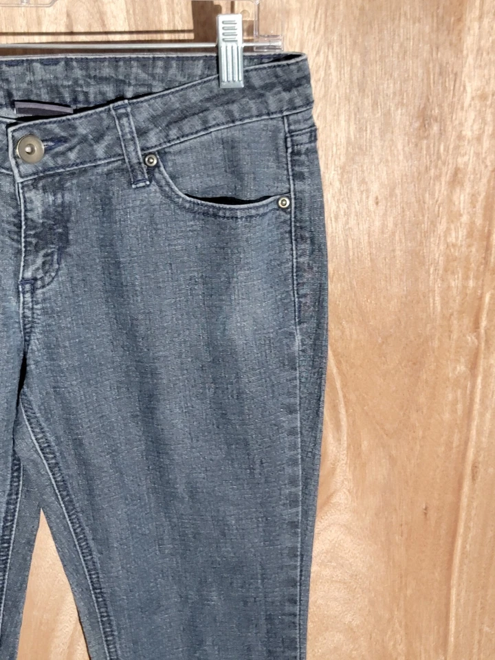 City Street Jeans Mujer Talla 9 Slim Recto Elástico Bajo Tiro Denim Azul Oscuro Foto 3 de 4