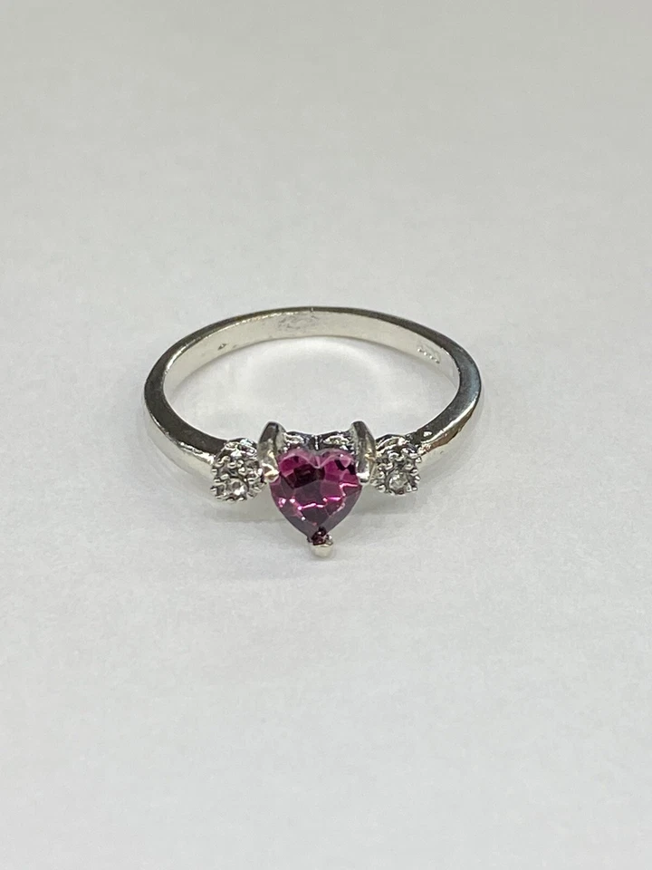 Anillo Corazón Cristal Amatista Púrpura Chapado en Plata para Mujer Regalo Aniversario Talla 6 Foto 4 de 4