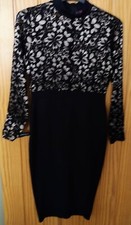 Edge Street Lace-Top Dress - Size 14 - Black/Gold - REDUCED FOR QUICK SALE