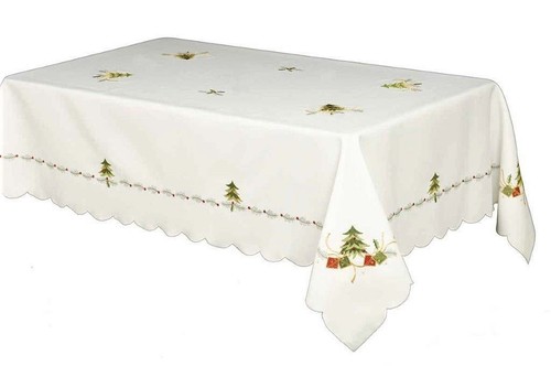 Christmas Tablecloth with Spruce Tree Design Embroidery on Red or White Base. - Picture 23 of 27