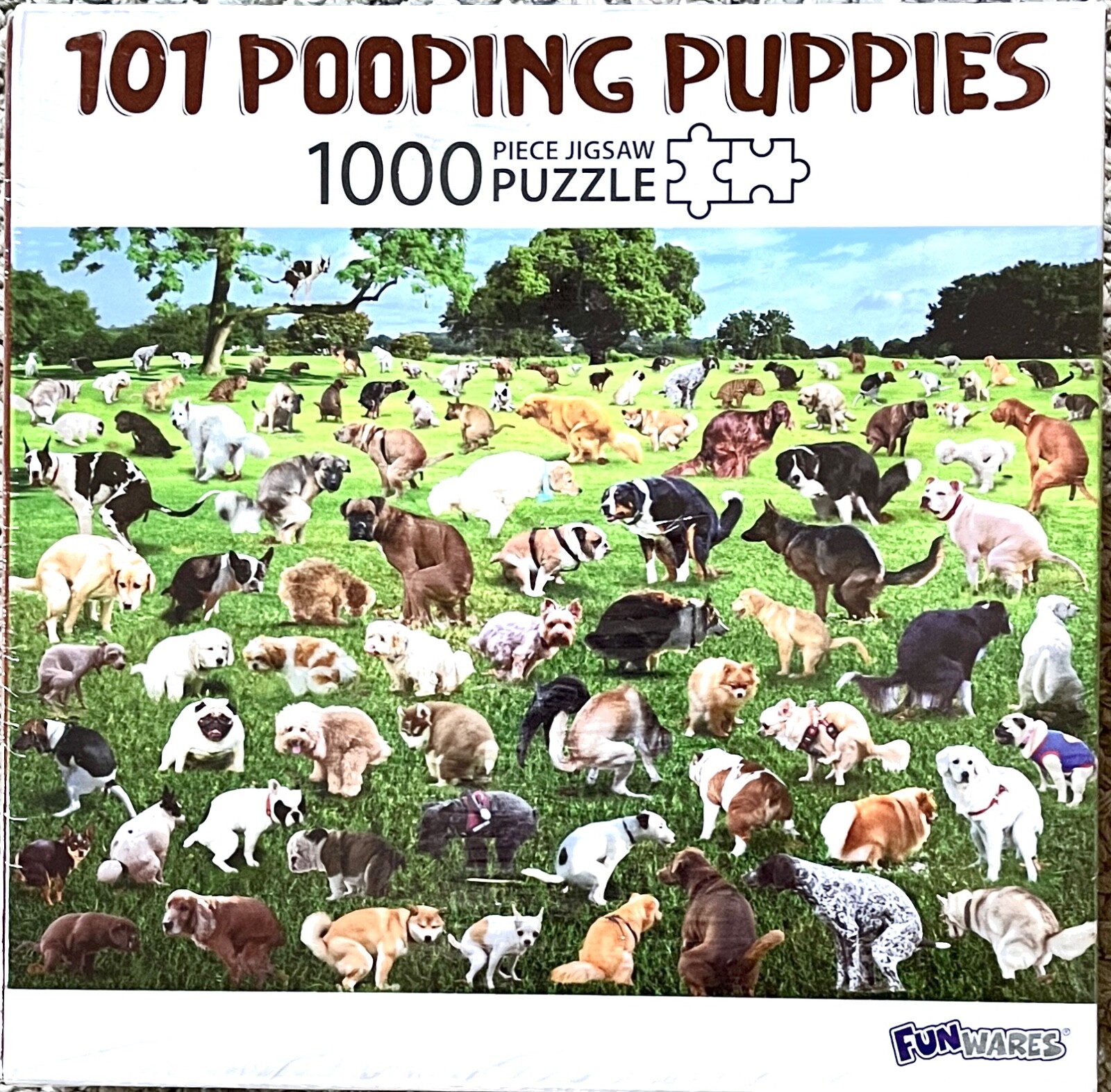 Funwares Original 1000 pc POOPING PUPPIES Puzzle ~ BRAND NEW SEALED