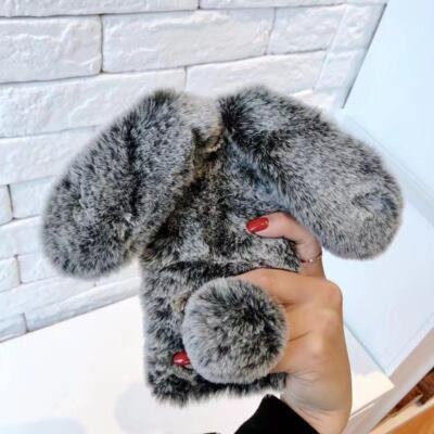 Girly Rabbit Fur Bunny Shape Soft Fluffy Case For iPhone 16 15 13 14 Pro Max 12