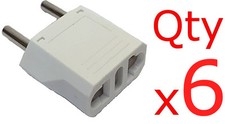 6pk Europe EU Euro Round Plug Adapter - American US to European Asia Style Type