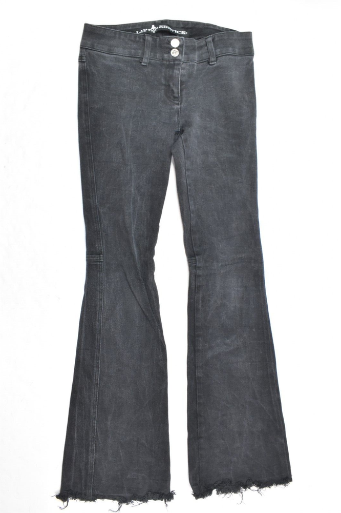 Lip Service Womens Black Faded Wide Leg Low Rise Stretch Jeans Size Small