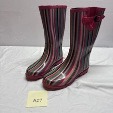 Ranger Boots Womens 9 Rain Boots Casual Multi Color Stripes Waterproof Pull On