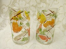Two Vintage Butterfly 14 Ounce Drinking Glasses Tumblers