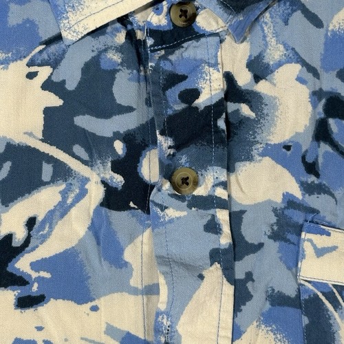 Magellan Outdoors Shirt Mens Large Button Up Short Sleeve Blue White Floral - Picture 4 of 9