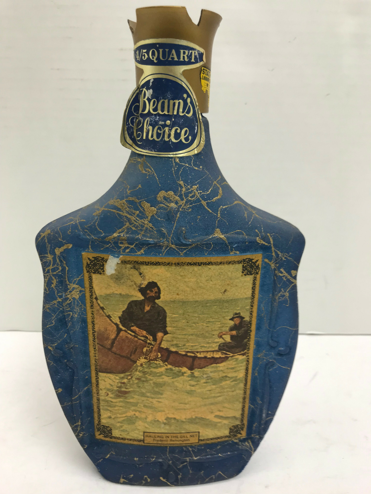 Vintage Jim Beam Whiskey Decanter Frederic Remington Hauling In The Gill Net eBay