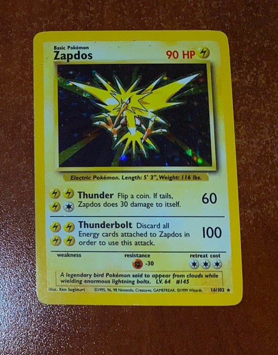 Pokémon TCG Zapdos Base Set 16/102 Holo Unlimited Holo Rare | eBay