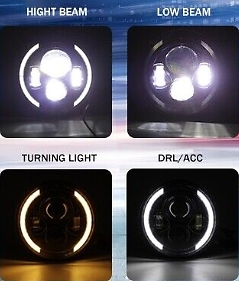Faros LED redondos de 7" 2 piezas DRL haz sellado alto/bajo ajuste Buick Skylark 1975-1979 - Imagen 6 de 11