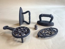 Vintage Toys - Cast Iron Miniature Sad Irons and Trivets