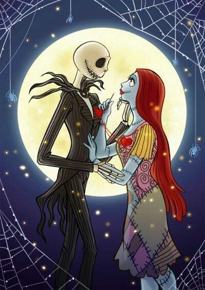 Jack & Sally in Love Nightmare Before Christmas 8x10 Craft Quilt