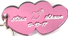 Personalized Acrylic Mirror Double Heart Keychain Custom Engraved Free Key Chain