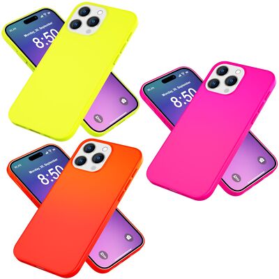 NALIA Neon Silikonhülle iPhone 16 Pro Max Case Signal-Farbe stoßfest