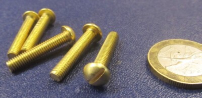 Brass Round Head Machine Screws Slotted Drive #10-32 Thread - All Sizes Available
