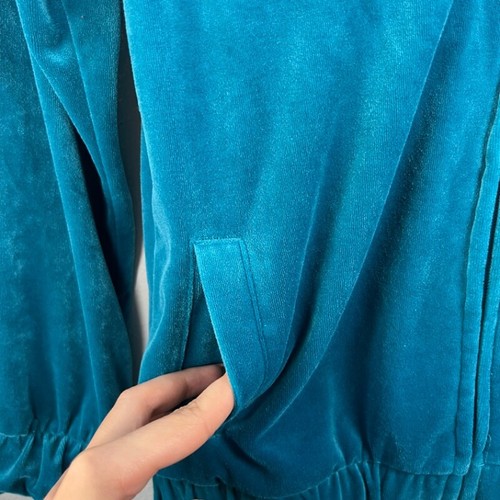 Juicy by Juicy Couture Kids Teen Girl Teal Velour Zip Hoodie Large - Picture 6 of 10