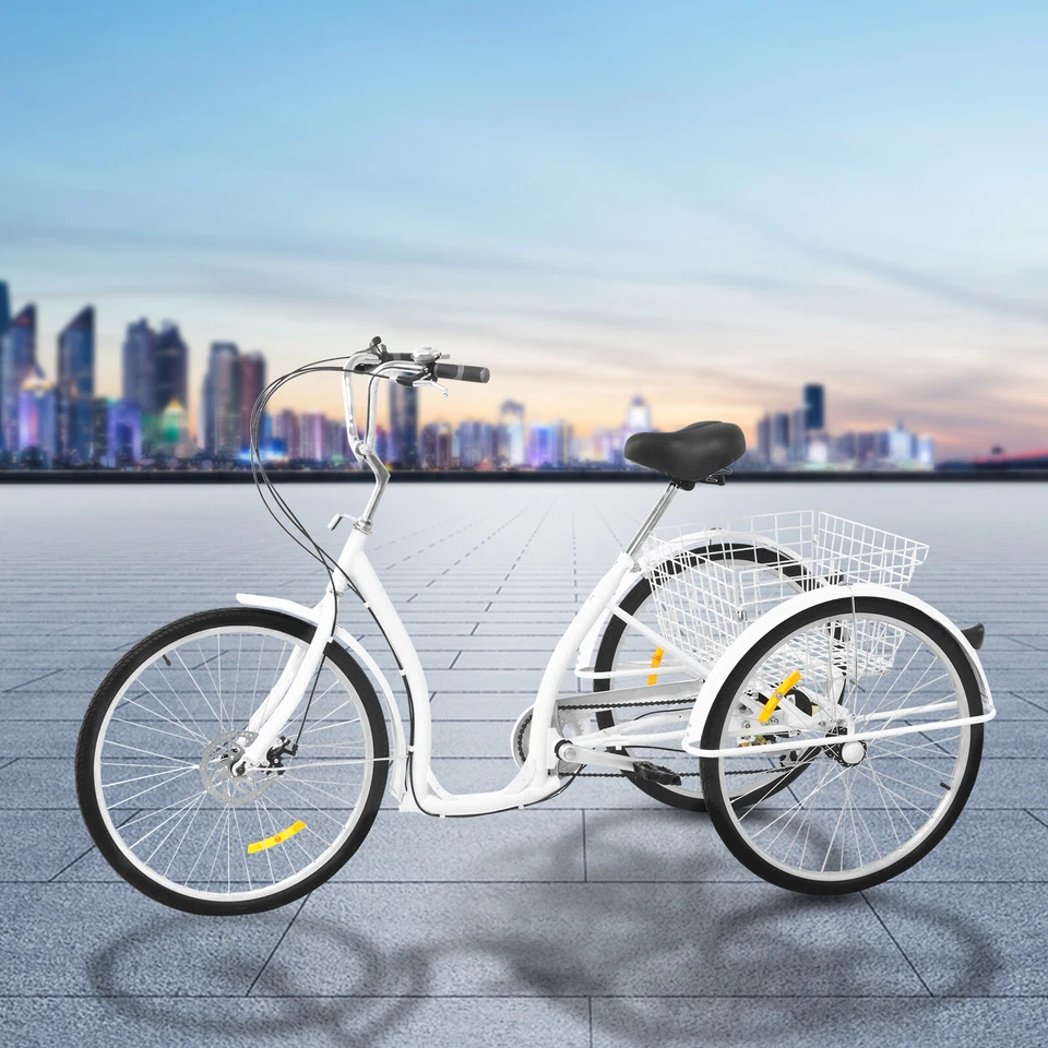 26" Zoll Dreirad Fahrrad 6 Gang 3 Räder Für Erwachsene Tricycle Mit Einkaufskorb - Bild 3 von 4