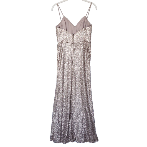 Amsale Samantha Gold Sequin Spaghetti Strap Bridesmaid/Formal Gown Size 6 BHLDN - Picture 6 of 16
