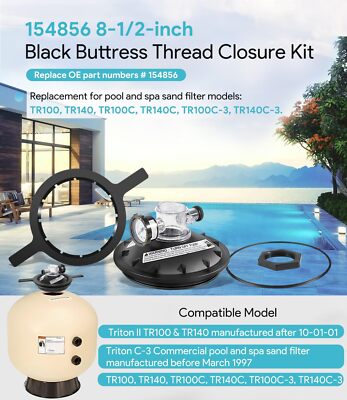154856 8-1/2-Inch Buttress Thread Closure Kit Tank Lid for Pentair