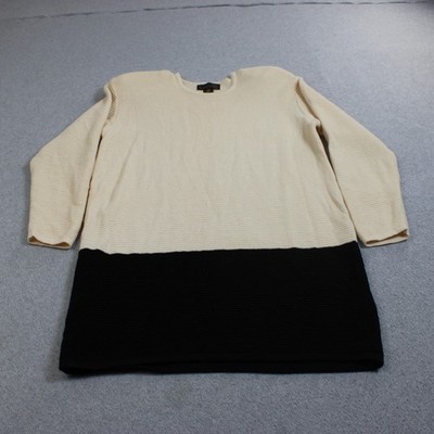 Classiques Merino Wool Sweater Women Small Black Cream Colorblock Tunic Dress
