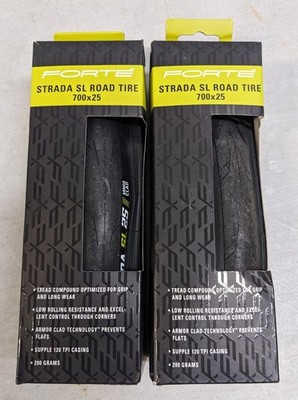 Pair of Forte Strade SL Tires - 700 X 25C (25-622) - Black, Folding