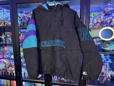 90s NBA STARTER製 シャーロットホーネッツ 両面刺繍 スタジャン 1990s Charlotte Hornets Starter Jacket Pullover 1/2 Zip Size