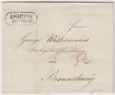 Sachsen Vorphila Leipzig - Braunschweig an Buchhandlung Westermann m Inhalt 1845