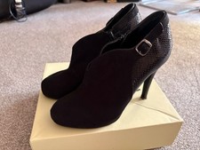 Ladies NEXT size 5 black high heel suede & snake print shoe ankle boots