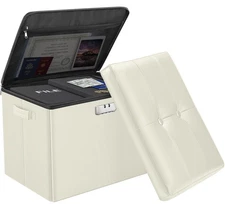 Storage Ottoman with Lock,Fireproof＆Waterproof 17 Inches Folding Storage with...