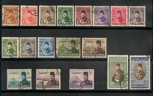 EGYPT - 1937- 1944 Postage King Farouk Complete set - Used