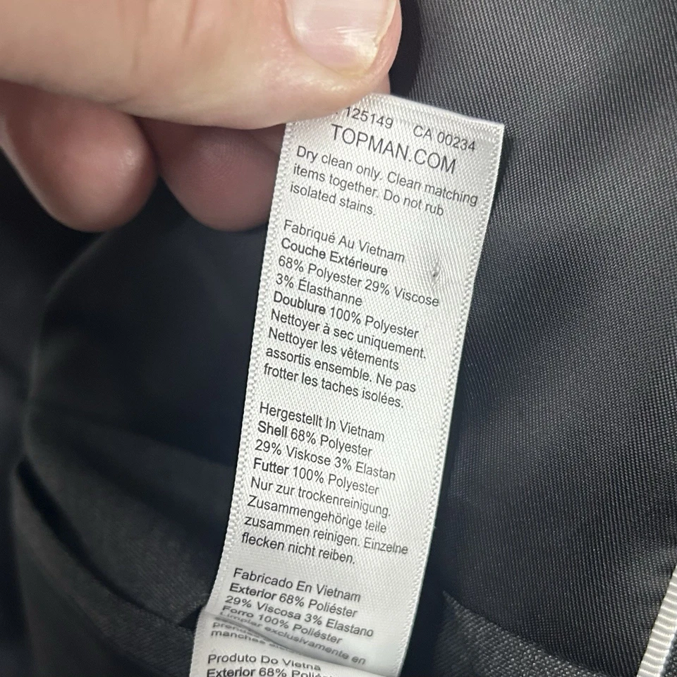 Abrigo deportivo Topman 38R gris oscuro con un botón ventilado mezcla de poliéster ajuste regular Foto 4 de 4