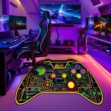 Gamer Rug for Boys Room - Gaming Rug, 3'X5' Colorful Game Controller Shape Ga...