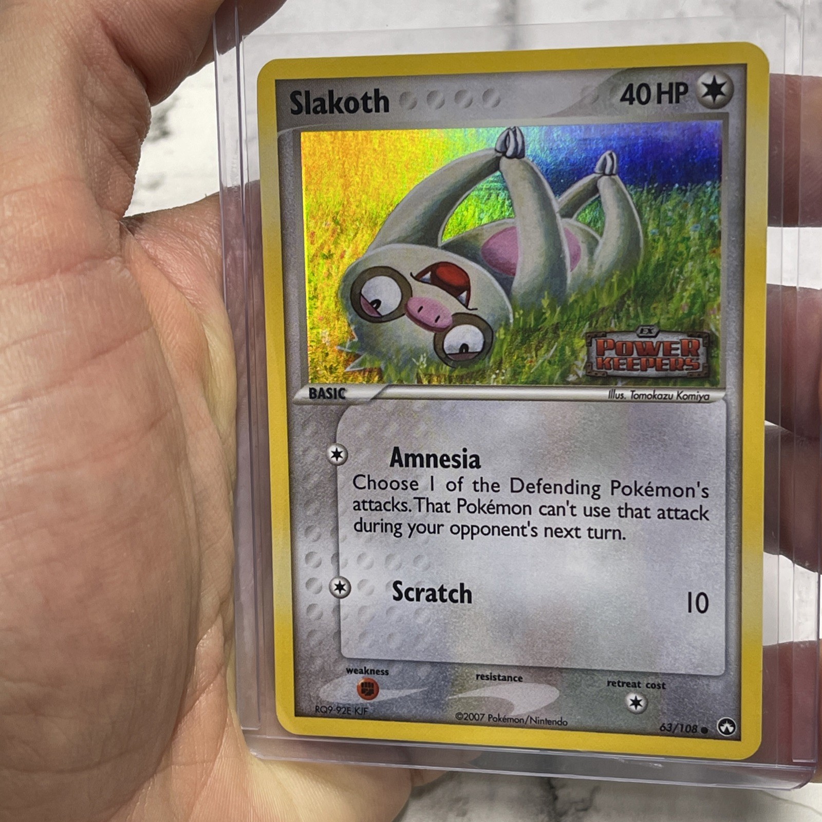 Pokémon TCG Slakoth 63/108 Power Keepers Reverse Holo Stamped NM Pokemon Common