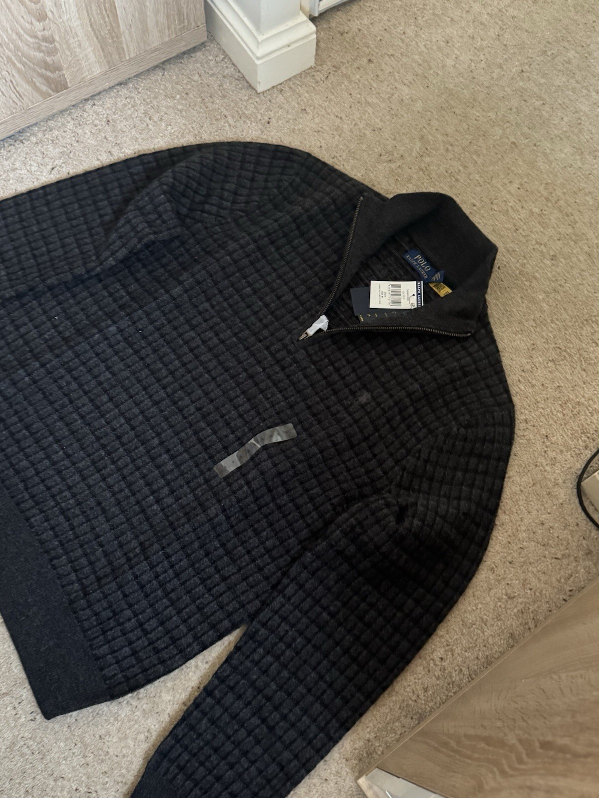 New Polo Ralph Lauren Grey Wool Quarter Zip Jumper, Medium image 3
