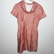 Banana Republic Orange Sheath Silk Drape Neck Dress Business Women’s 10
