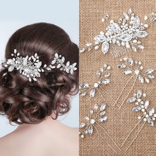 5 Pcs Wedding Hair Comb Crystal Bride Wedding Hair Comb Silver Bridal Pieces ...
