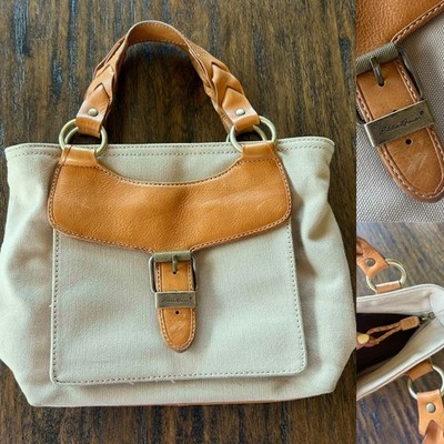 Eddie Bauer Vintage 90s Canvas And Leather Preppy Nautical Western Mini Bag