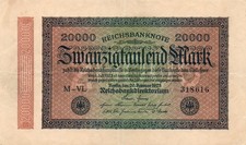 XXX-Rare genuine German 20000 Mark weimar banknote 1923 very fine cond !!!