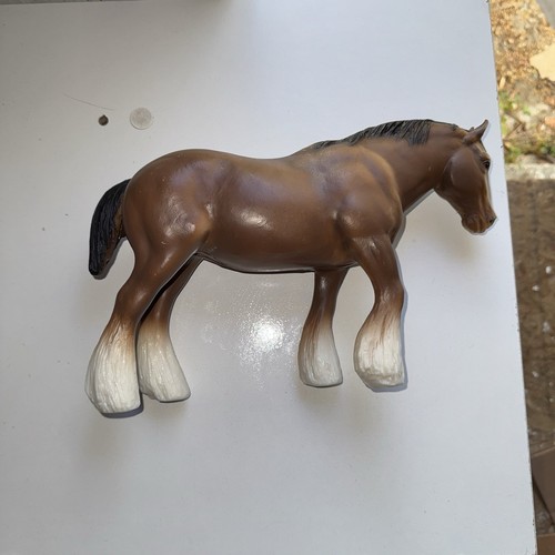 RARE VINTAGE BREYER BROWN WHITE CLYDESDALE CHESS 71 HORSE BREYER MOLDING CO. USA - Picture 2 of 3