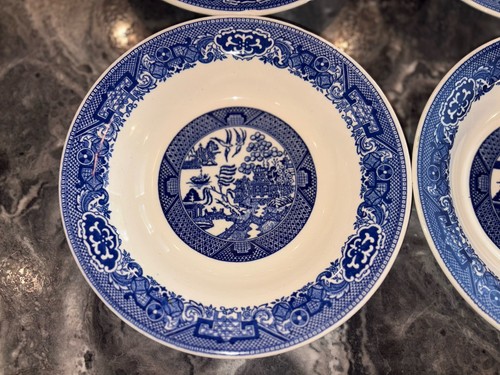 6er Set Royal China Willow Geschirr 8" Suppenschüsseln klassisch blau Weidenmuster J53 - Bild 6 von 17
