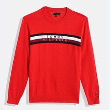 NWT Tommy Hilfiger Boys Cotton Essential Global Stripe Sweater Classic Preppy