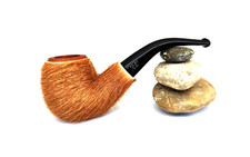 UNSMOKED! VINTAGE LAMBOLEY FRANCE PONY FUR CLAD BENT BILLIARD ESTATE PIPE