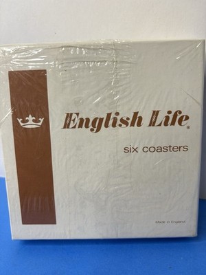 VINTAGE English Life Six Cork Coasters, Made in England, TIGER & Cubs