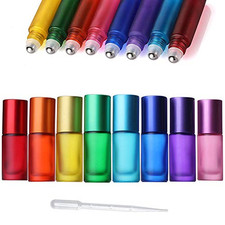 8Pcs 5Ml Colorful Frosted Roll on Bottles Glass Roller Ball