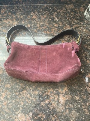 Vintage Coach 7470 Suede Hamptons Demi Baguette Hobo Bag Preowend